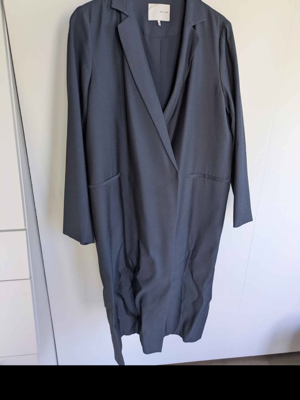 Blue Open-Front Duster Dress Coat